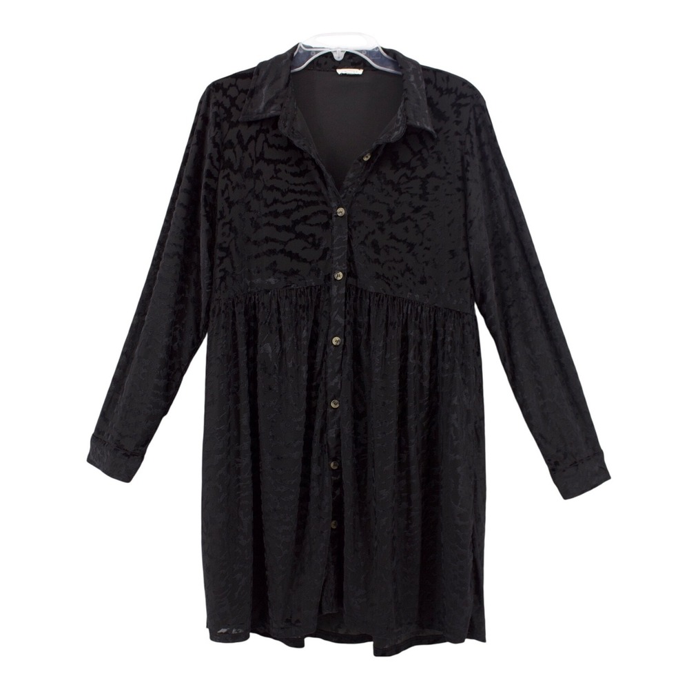 Jodifl  Black Burnout Dress Babydoll Medium Gothic Empire Waist Dark Velvet Chic